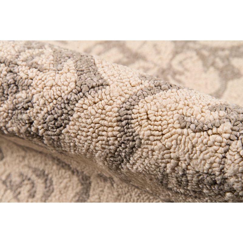 Tapis taupe crocheté à la main intérieur / extérieur Ikat, Rectangle de 5 pi x 8 pi