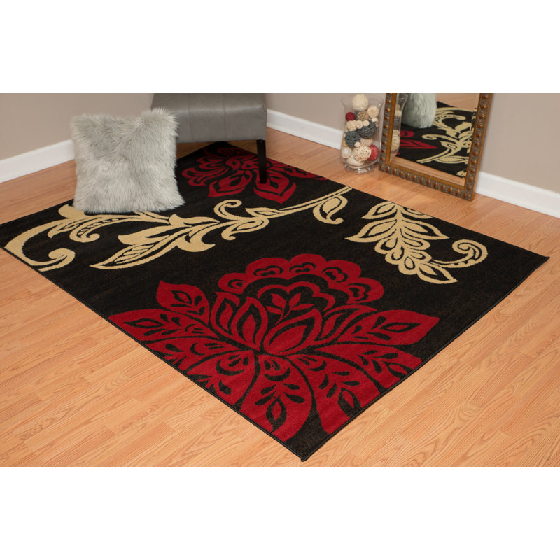 Tapis rouge / beige Plattsmouth, Rectangle 5 pi 3 po x 7 pi 2 po