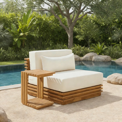 Ensemble de conversation d'extérieur en bois d'acacia avec coussins amovibles 2 pièces Zyla