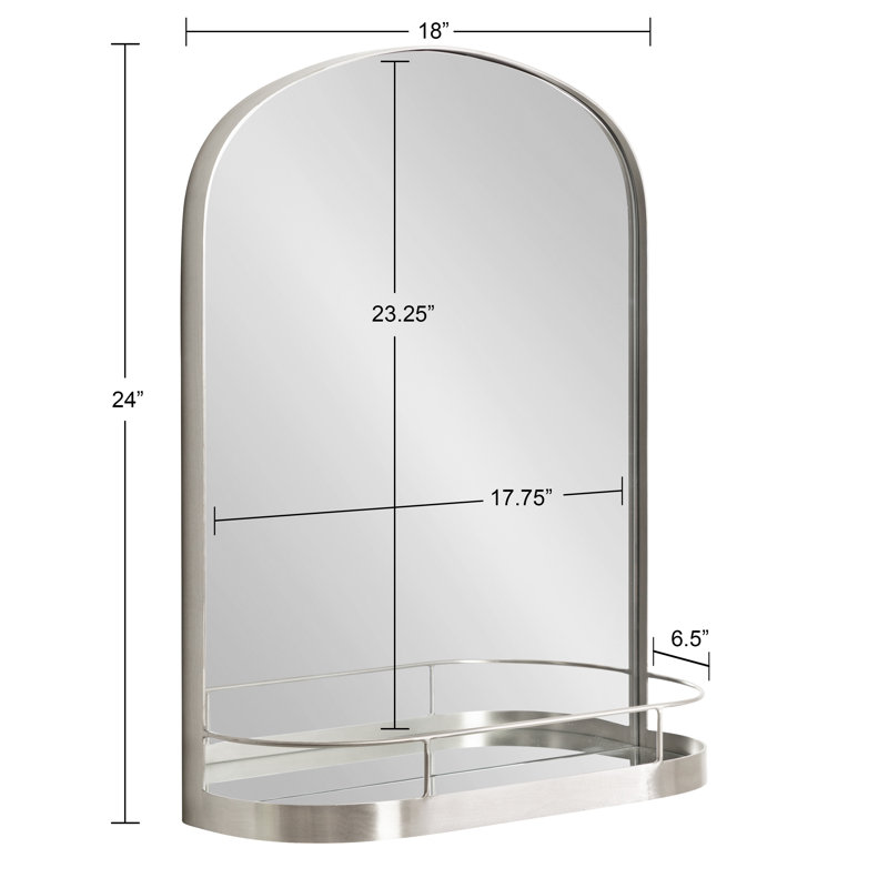 Cemile Metal Mirror with Shelves, Silver