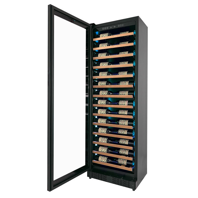 Allavino Reserva Series 67 Bottle 71" Tall Single Zone Left Hinge Black Shallow Wine Refrigerator with Wood Front Shelves