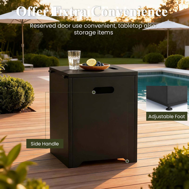 42" Rectangle Aluminum Propane Gas Smokeless Fire Pit Table with Hidden Fuel Tank, Black