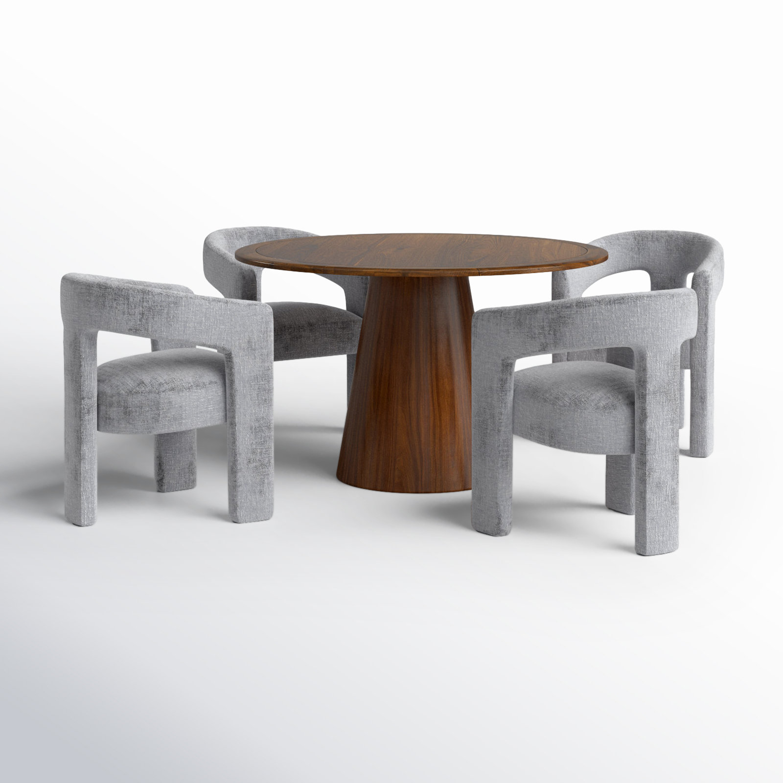 Darlington 5-Piece Dining Set, Gwen Gray Microsuede, Walnut