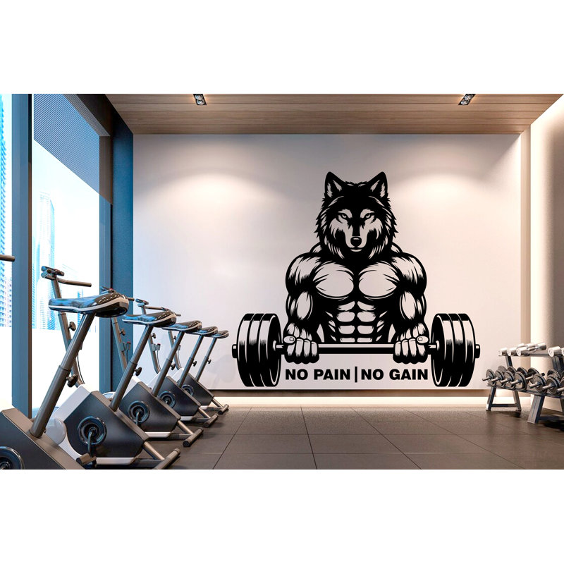 Adhésif décoratif loup, sans douleur, gymnase et remise en forme, H 35 po x l 40 po