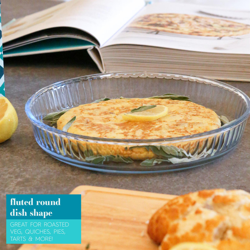 Argon Tableware - Optical Round Glass Oven Baking Dish, 26cm x 26cm