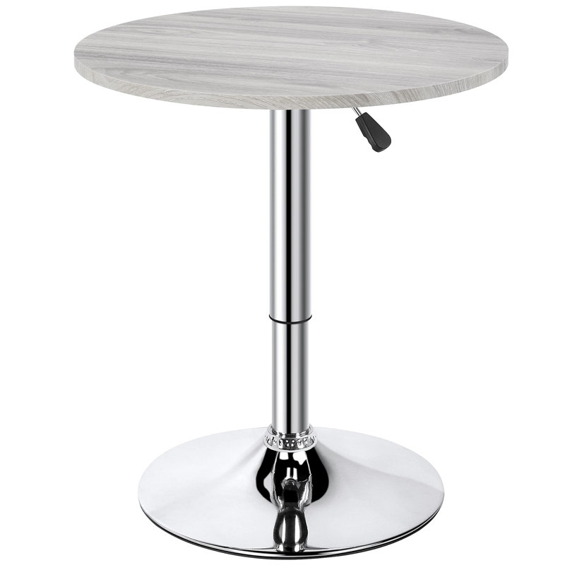 Balwinder Round Wood Metal Outdoor Bar Table , 60cm cm W 60cm cm D, Grey, Steel