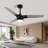 52 in. 3-Blade Wood Ceiling Mounted Low Profile Standard Ceiling Fan with Integrated LED, Black, with Romote Control