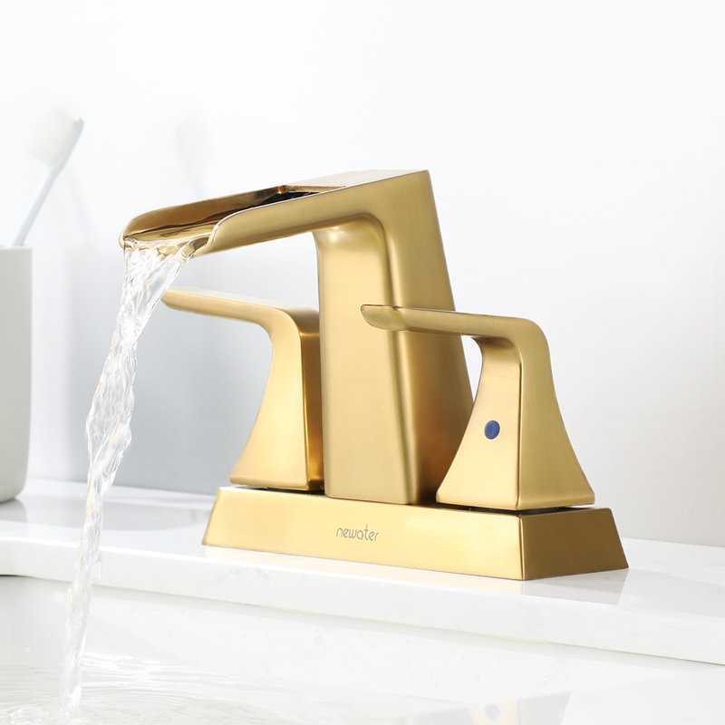 Centerset Bathroom Faucet with Drain Assembly, Brushed Gold