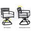 Chaises de salle à manger d'extérieur pivotantes haut de gamme en aluminium avec coussin Sunbrella