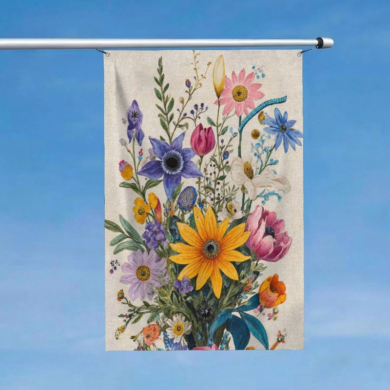 Drapeau de bienvenue bouquet botanique, 35 x 24 pouces, pour décoration saisonnière / décoration intérieure