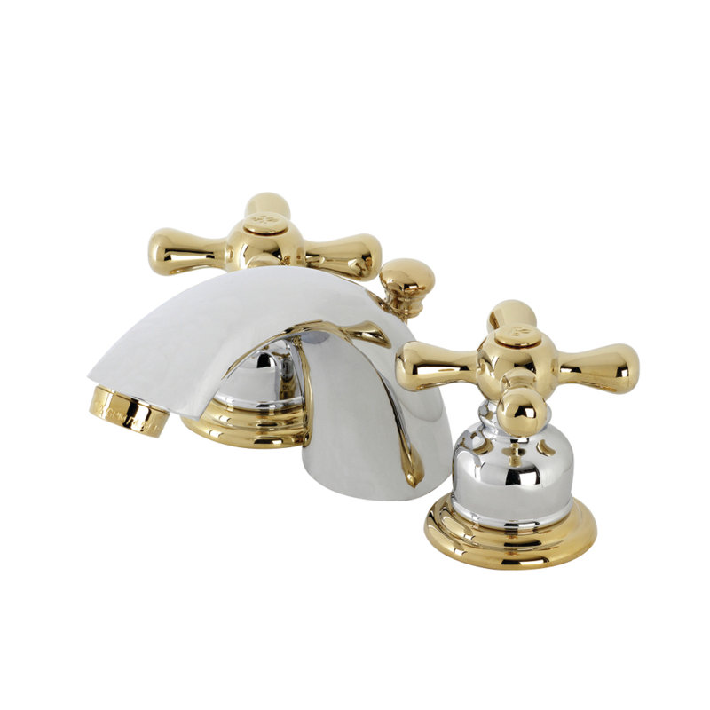 Kingston Brass Victorian Two-Handle 3-Hole Deck Mount Mini-Widespread Bathroom Faucet with Plastic Pop-Up