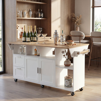 Table roulante extensible pour cuisine / chariot de bar avec rangement