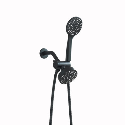 Ensemble de douche double Mosson noir mat de 4 pouces avec douchette et flexible de 59 pouces