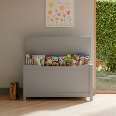 Coffre à jouets pour enfants avec charnière de sécurité, coffre de rangement en bois pour garçons et filles, grand coffre à jouets, meuble de rangement intégré pour salle de jeux, chambre ou chambre d'enfant