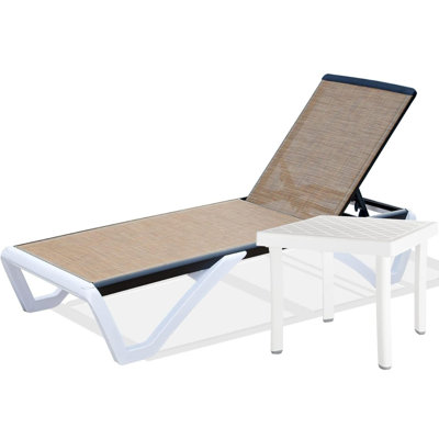 Ensemble de chaises longues de patio réglables, ensemble de piscine moderne en aluminium textilene