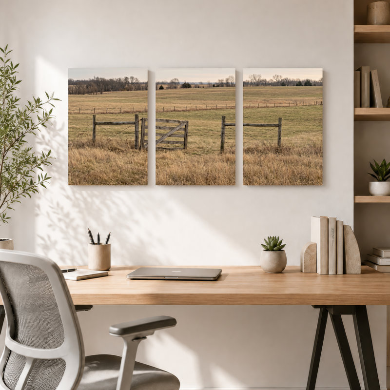 Ensemble de 3 tableaux sur toile représentant des paysages ruraux, parfaits pour décorer un salon, une chambre ou toute autre pièce de la maison.