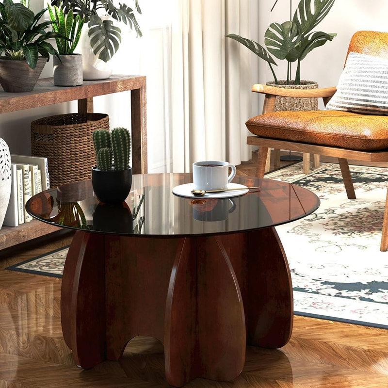 Table basse moderne en verre brun moderne