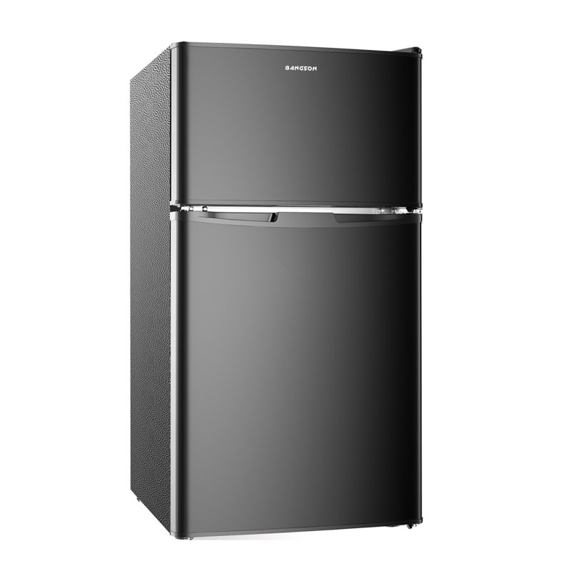 BANGSON 3.2 Cu.Ft Mini Fridge with Freezer, 2 Door Compact Refrigerator with Adjustable Temp & Low Noise for Apartment, Dorm, Office, Black