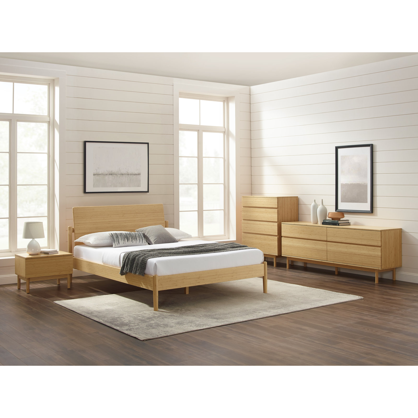 Benji Solid Wood Bed, King, Wheat