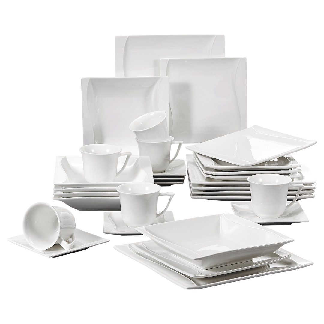 Piece Porcelain China Dinnerware Set - Service for 6