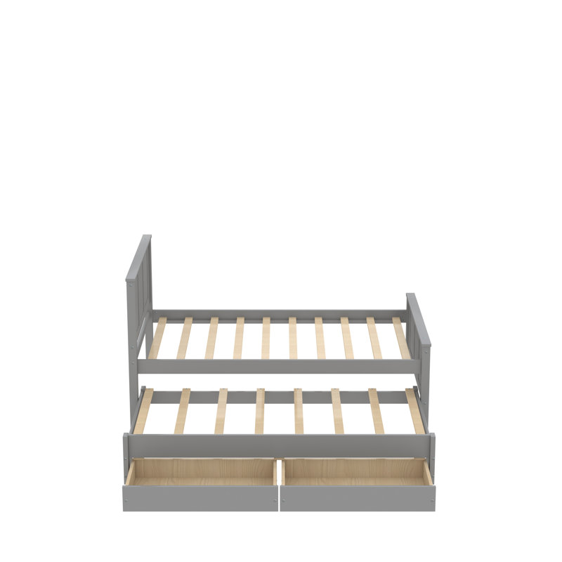 Lit plateforme simple avec rangement, gris