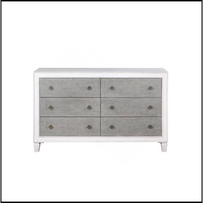 Commode Katia gris rustique et blanc vieilli