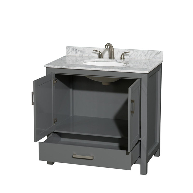 Sheffield 36" Single Bathroom Vanity Set with Mirror, Centerset, Oval, Dark Gray