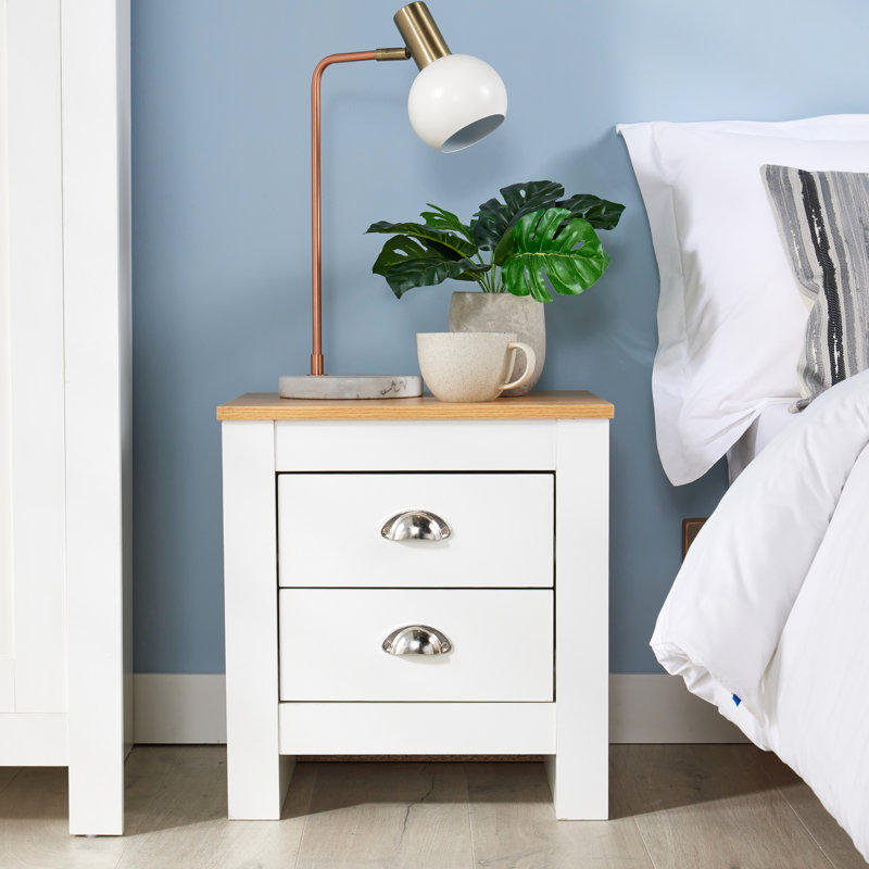 Claes 2 Drawer Bedside Table Storage Unit, White