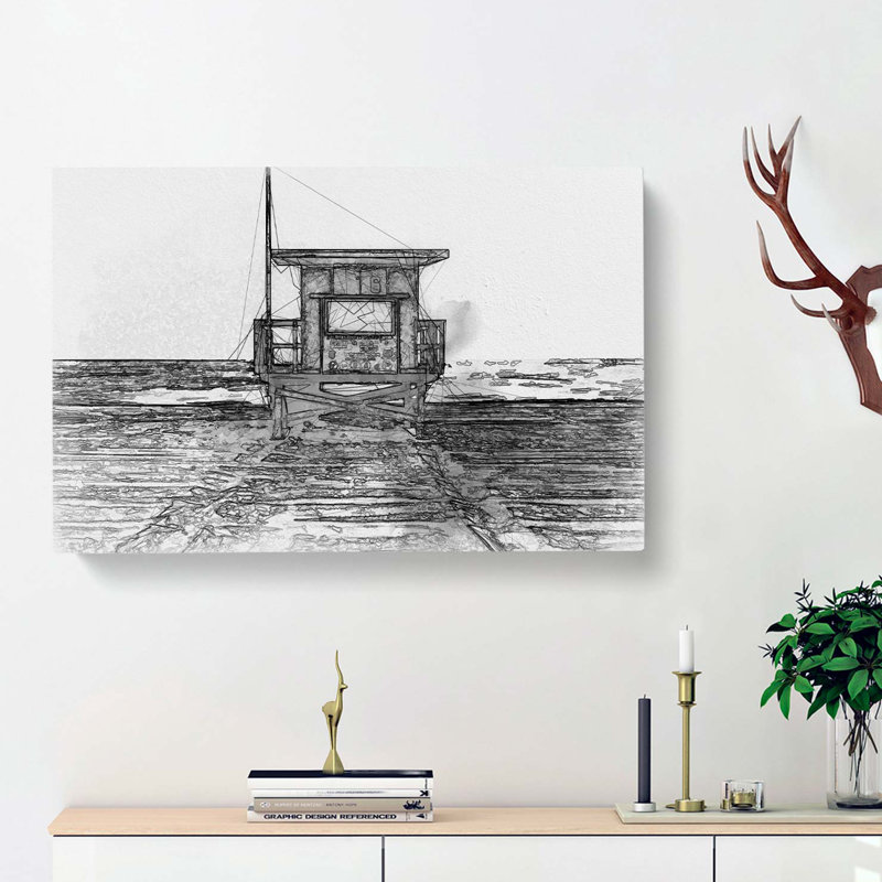 Lifeguard Station Upon The Beach In Abstract - Wrapped Canvas, 50cm H x 76cm W x 3cm D