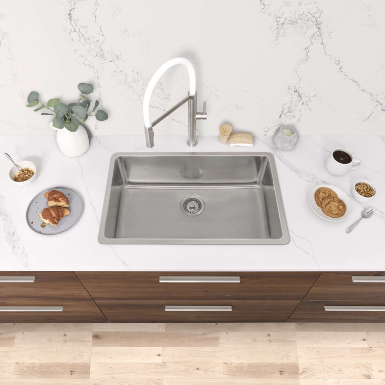 Stylish Olite Dual-Mount 27" Stainless Steel Single Bowl Kitchen Sink