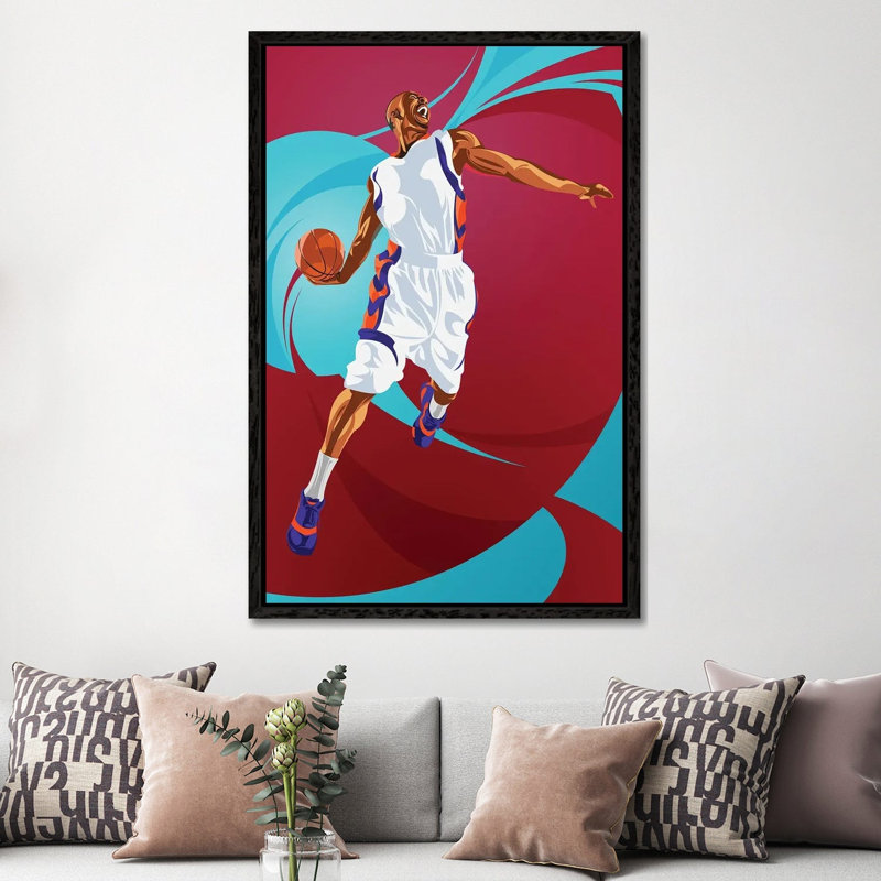 Basketball by Nikita Abakumov - Print on Canvas, 152.5 cm H x 101.5 cm W, Black Floater Frame