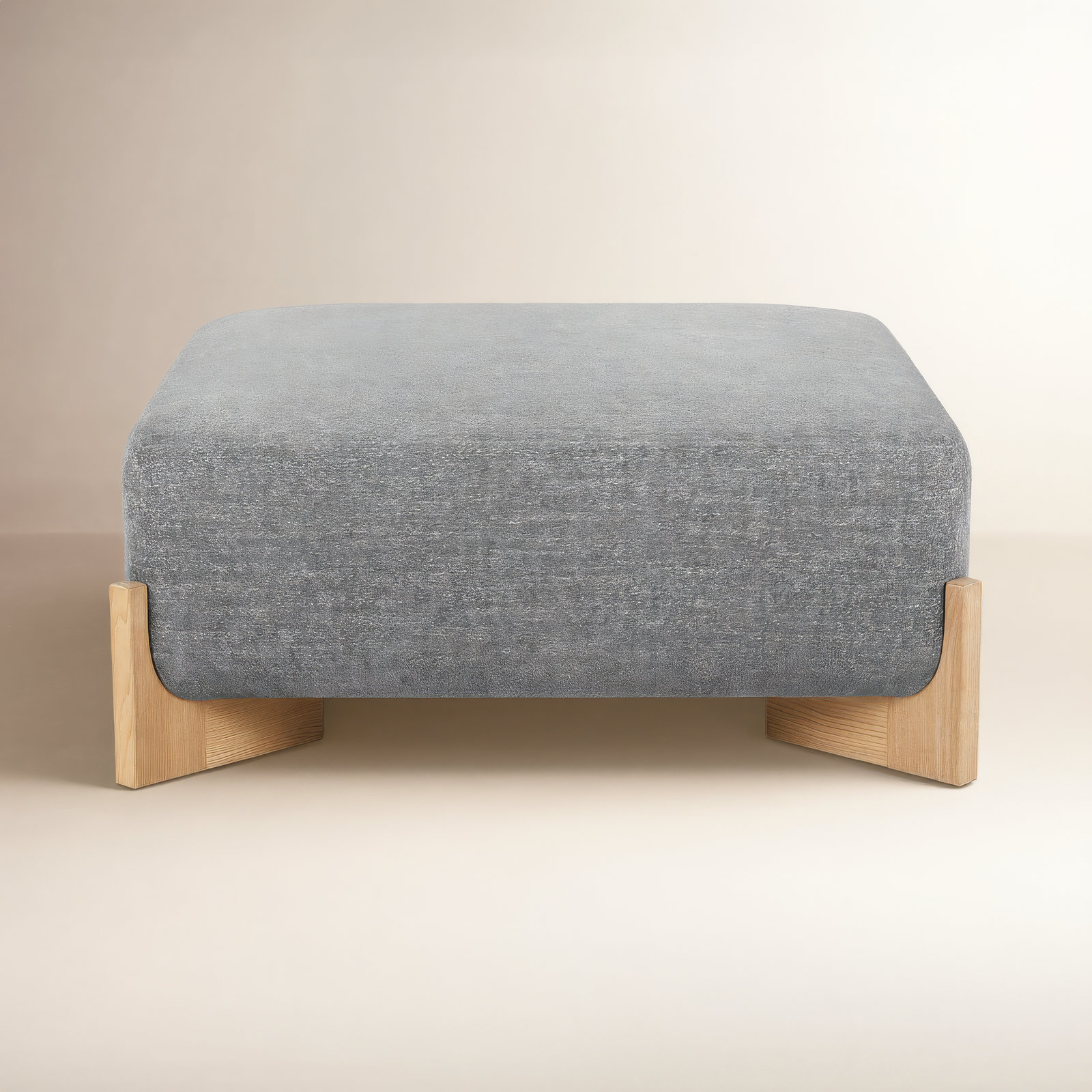 Zale 40" Upholstered Ottoman, Magnolia Light Grey Tweed