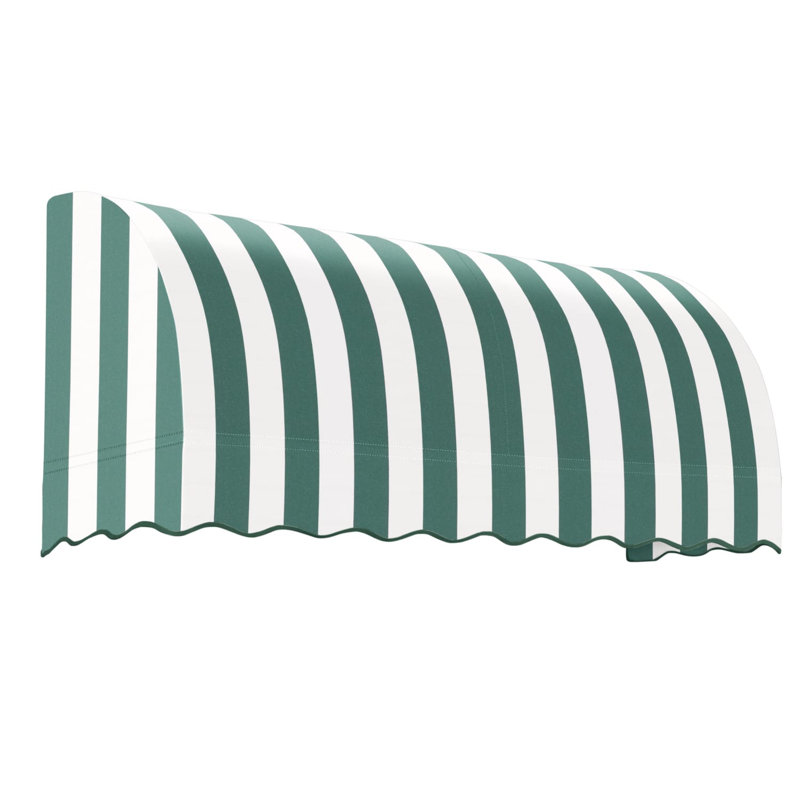 Awntech Savannah Acrylic Fabric Fixed Awning, Forest/White Stripe, 44" H x 88.5" W x 36" D