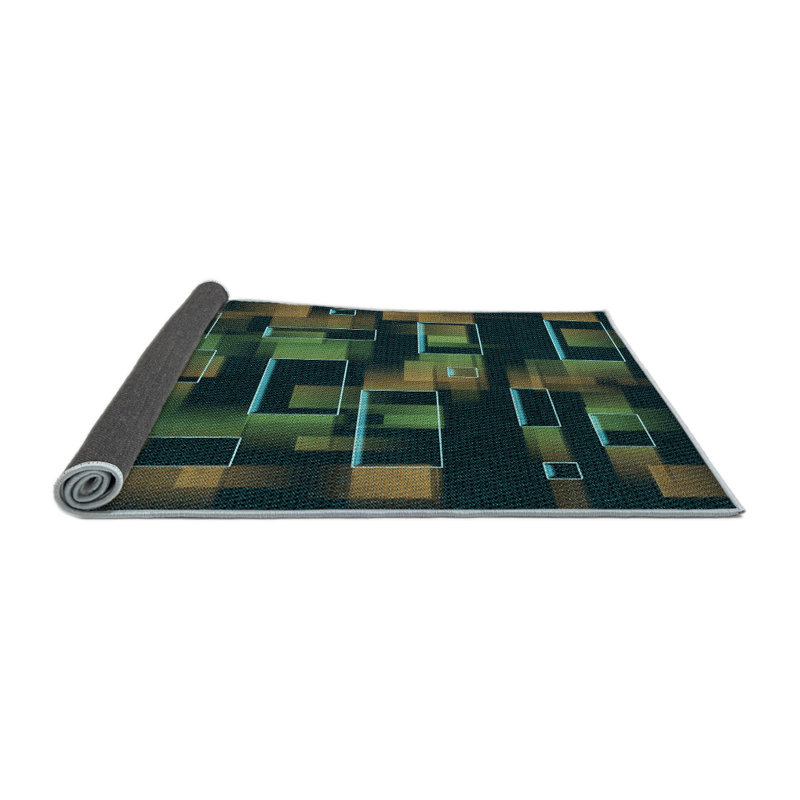 Tapis abstrait vert / noir Aeriana, Rond 5 pi