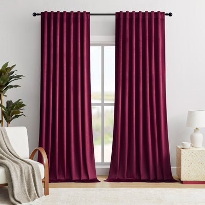 Deavion Velvet Solid Color Back Tab Room Darkening Curtain Panels