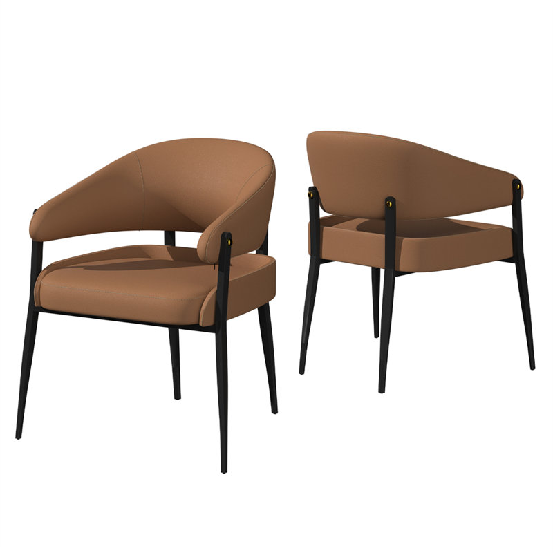 Ensemble de 2 chaises rembourrées en cuir microfibre Soban, Brun
