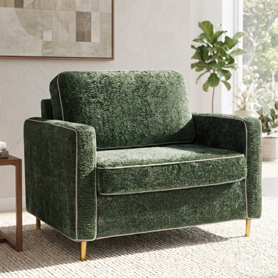 Fauteuil d'appoint moderne avec revêtement en chenille et accoudoirs carrés