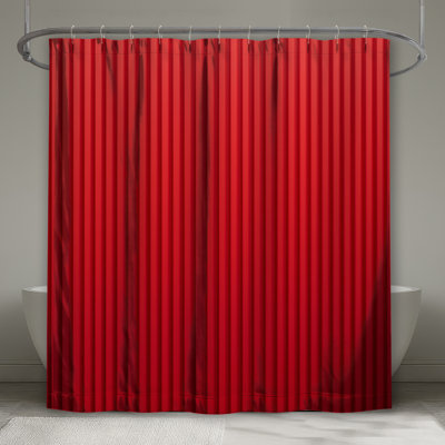 Red Vertical Stripes Shower Curtains Extra Long