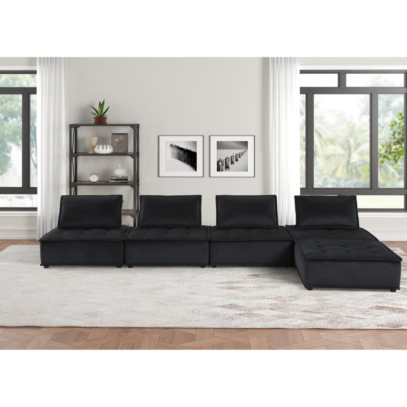 Canapé modulaire 5 pièces Velvet, 29" H x 160" W x 80" D