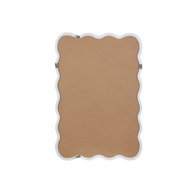 Natural Wood Color 20"x30" Wavy Rectangle Solid Wood Frame Decorative Mirror,for Bedroom, Bathroom, Living Room, Entryway
