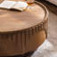 Table basse ronde moderne en bois avec piédestal robuste