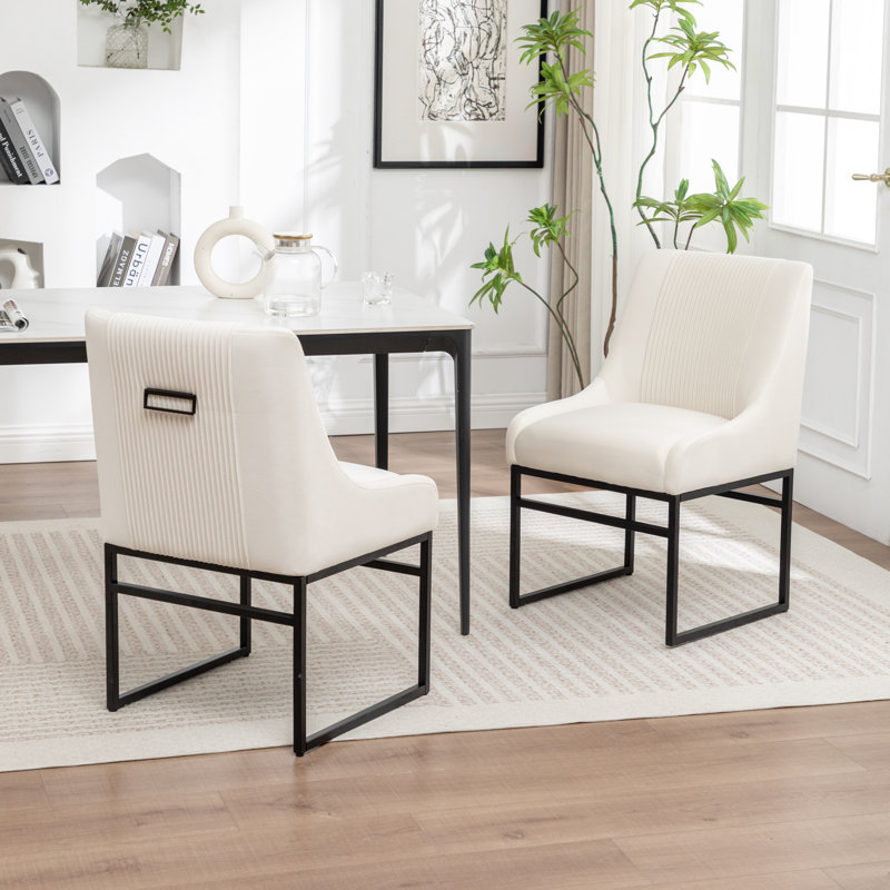 Kataleah Tufted Velvet Side Dining, Beige