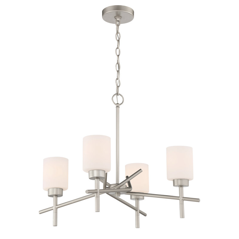 Lustre classique unique à 4 lumières Nedelia, Nickel
