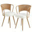 Chaises de salle à manger en osier - ensemble 2 pièces - chaise de cuisine à dossier en canne rembourré, coussin en éponge, chaise à oreilles avec pieds en métal, convient à la maison et à la cuisine (brun)