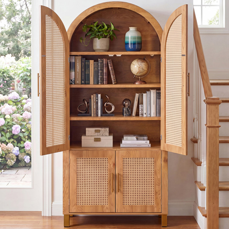 Armoire de rangement autoportante en rotin, Oak