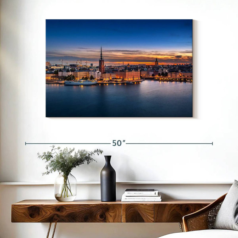 Marchelle, Stockholm, coucher de soleil, horizon, H 26 po x l 39 po