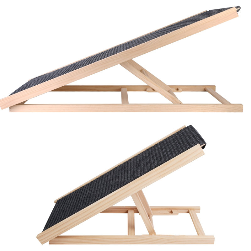Rampe réglable pour chien en bois pliable