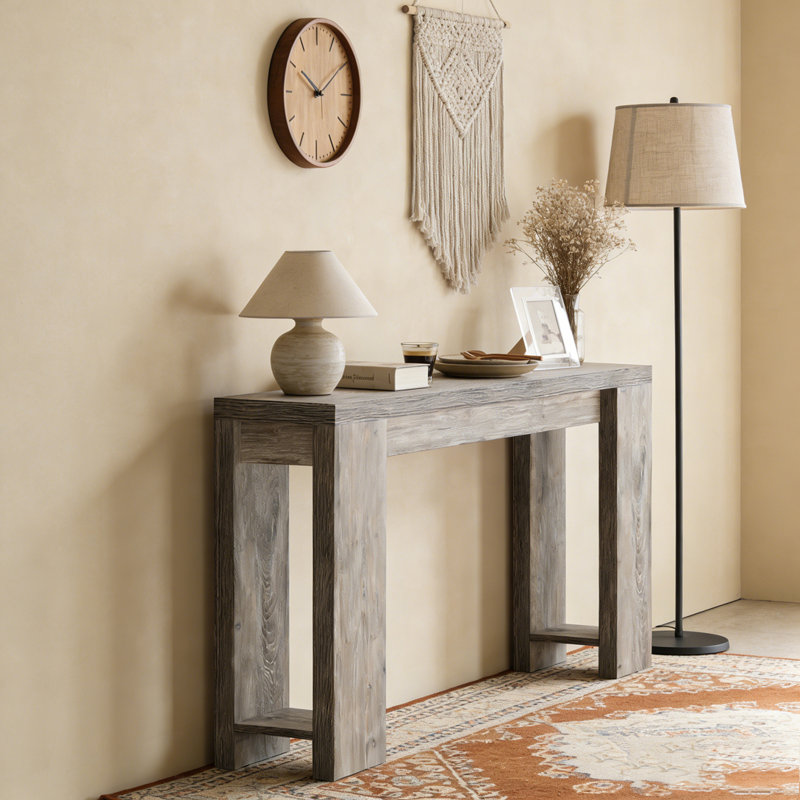 Farmhouse Wood Sofa Table Entryway Table, Gray