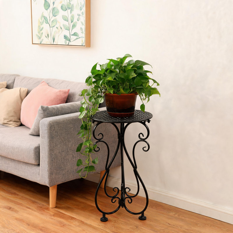 Support pour plante simple en fer forgé noir de 17,02 pouces, polyvalent et simple, convenant à la fois au balcon, au coin de la cour et à l'intérieur / extérieur.