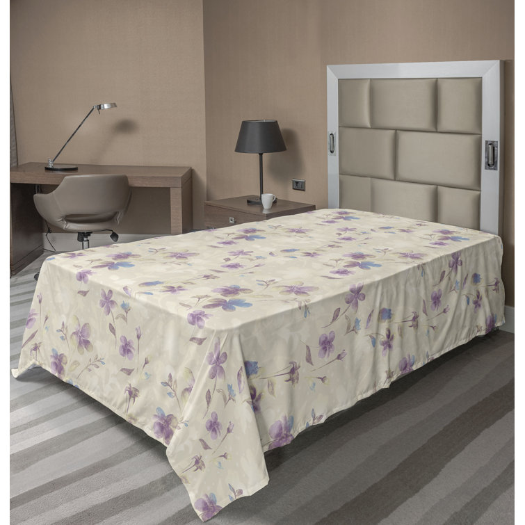 Ambesonne Floral Flat Sheet Peonies Spring Botanical Art